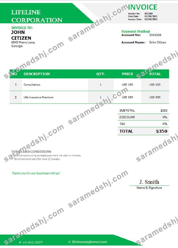 Georgia Lifeline Corporation invoice
